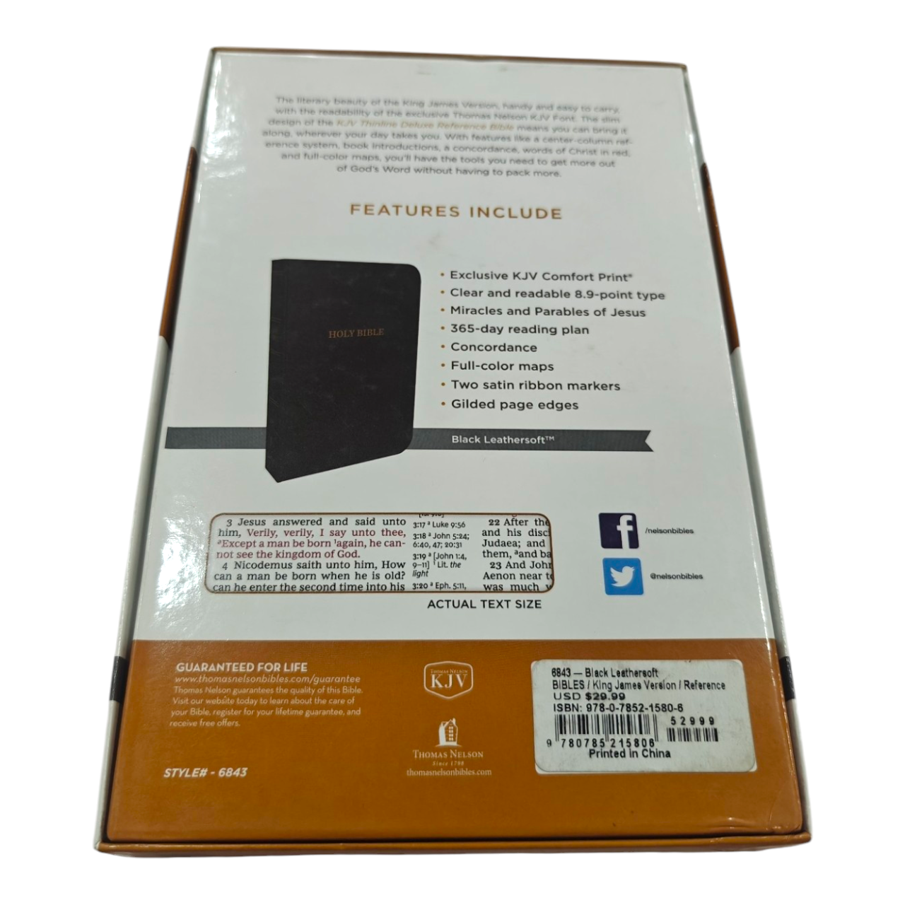 KJV Thinline Deluxe Reference Bible, Premium LeatherLook, Red Letter Edition, Gilded Edges – Comfort Print, ISBN 9780785215806
