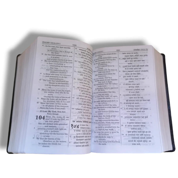 Marathi-English Diglot Bible| New Edition | Golden Edge | Black Leather Bound Edition | Large Print Bible | Korean Print Bible
