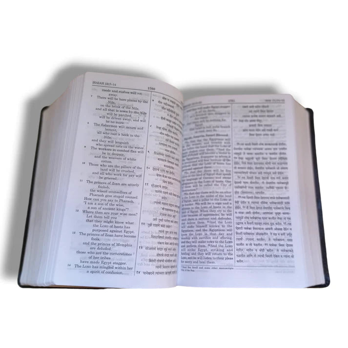 Marathi-English Diglot Bible| New Edition | Golden Edge | Black Leather Bound Edition | Large Print Bible | Korean Print Bible