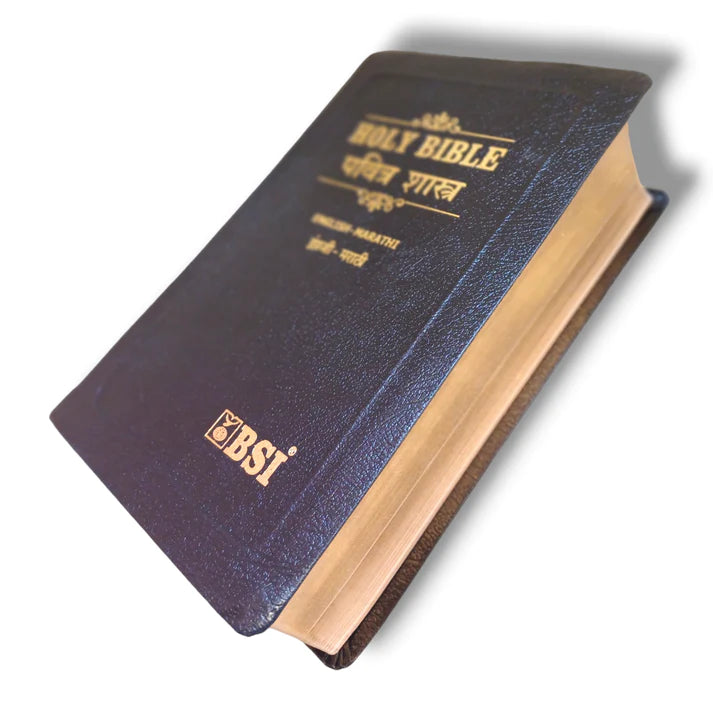 Marathi-English Diglot Bible| New Edition | Golden Edge | Black Leather Bound Edition | Large Print Bible | Korean Print Bible