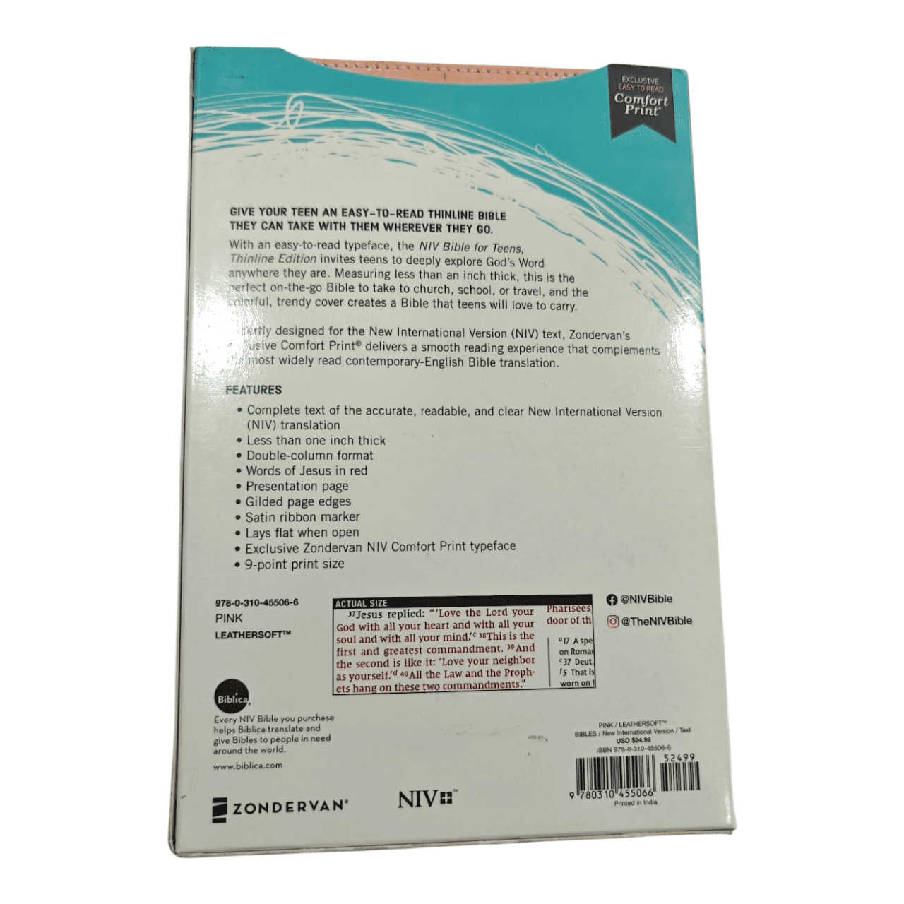 NIV Bible for Teens Thinline Edition – Slim, Portable, Easy-to-Read (ISBN: 9780310455066)