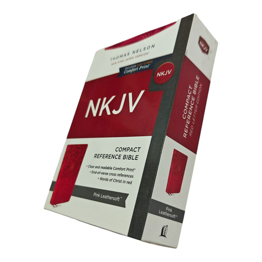 NKJV Compact Reference Bible, Pink Leathersoft – Red Letter Edition, Center-Column References, Portable Size – ISBN 9780785233442