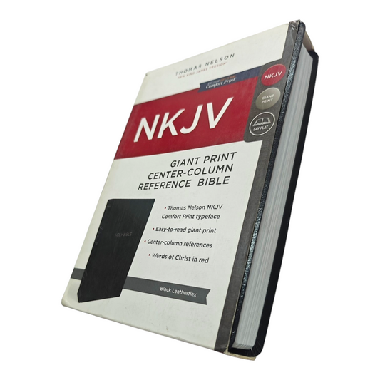 NKJV Giant Print Center-Column Reference Bible, Black LeatherLook, Red Letter Edition, Thumb Indexed – Comfort Print, ISBN 9780785217565
