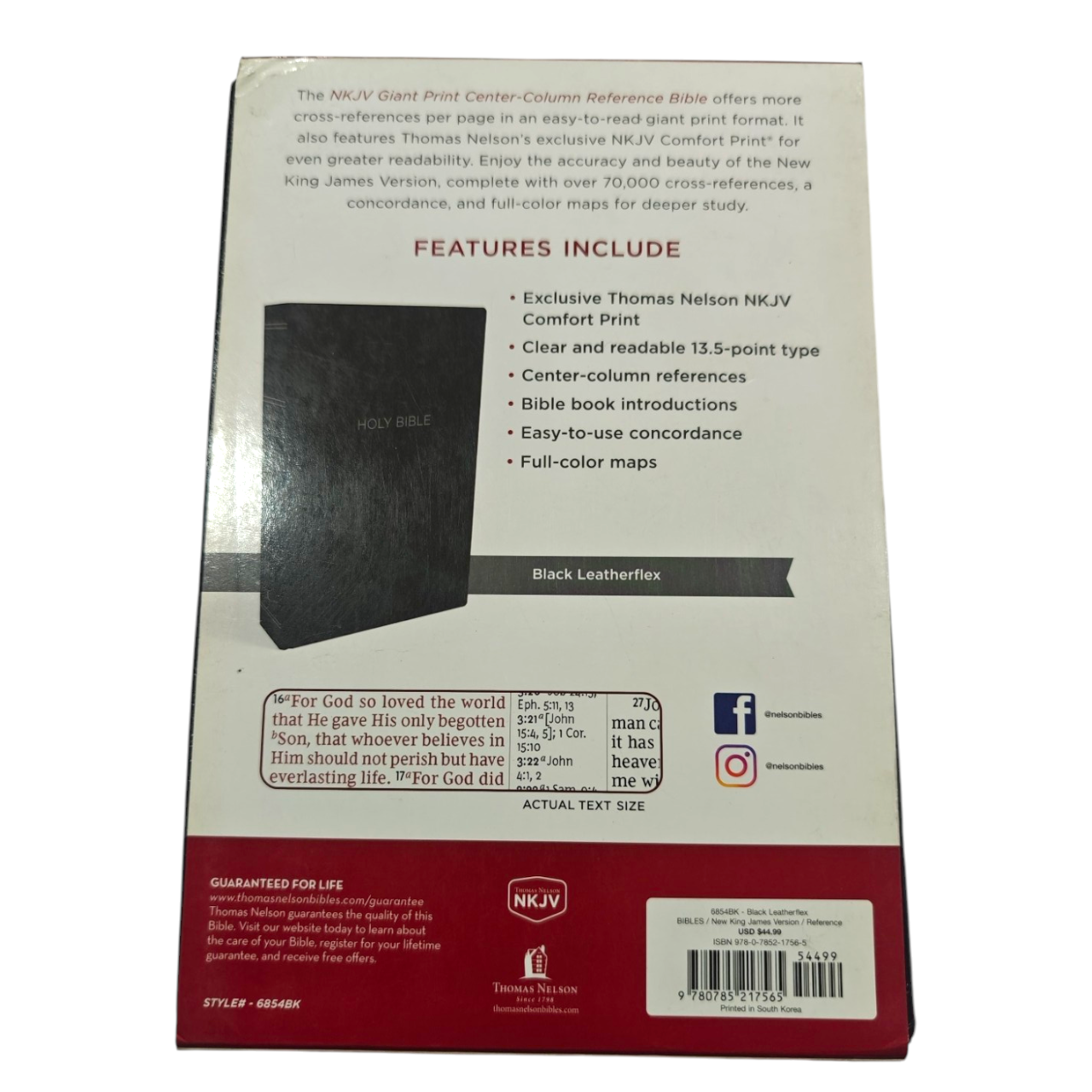 NKJV Giant Print Center-Column Reference Bible, Black LeatherLook, Red Letter Edition, Thumb Indexed – Comfort Print, ISBN 9780785217565