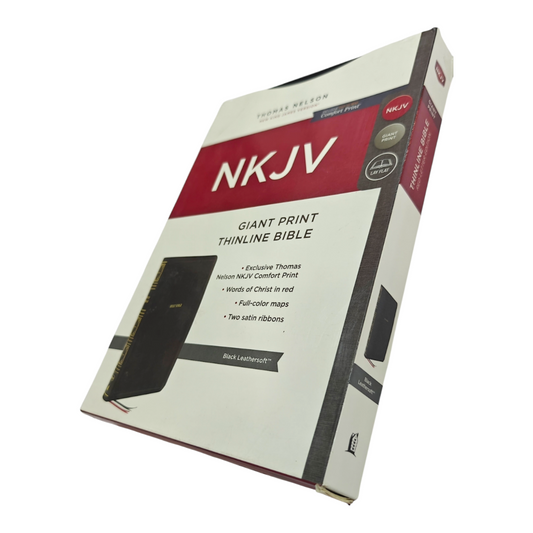 NKJV Giant Print Thinline Bible – Black LeatherTouch, Red Letter Edition, Easy-to-Read Large Font – ISBN 9780785231714