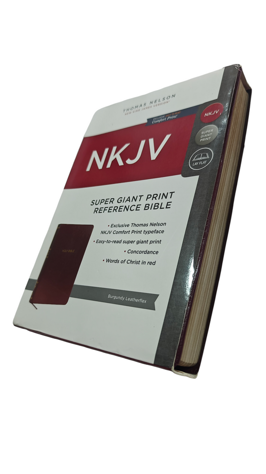 NKJV Super Giant Print Reference Bible, Burgundy Imitation Leather, Red Letter Edition, Thumb Indexed – Comfort Print, ISBN 9780785217466