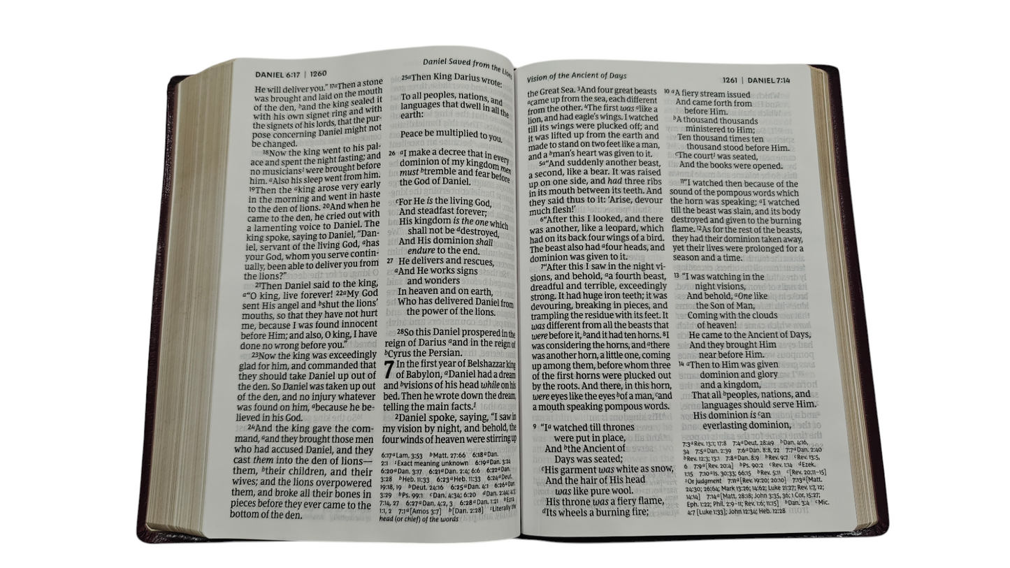 NKJV Super Giant Print Reference Bible, Burgundy Imitation Leather, Red Letter Edition, Thumb Indexed – Comfort Print, ISBN 9780785217466
