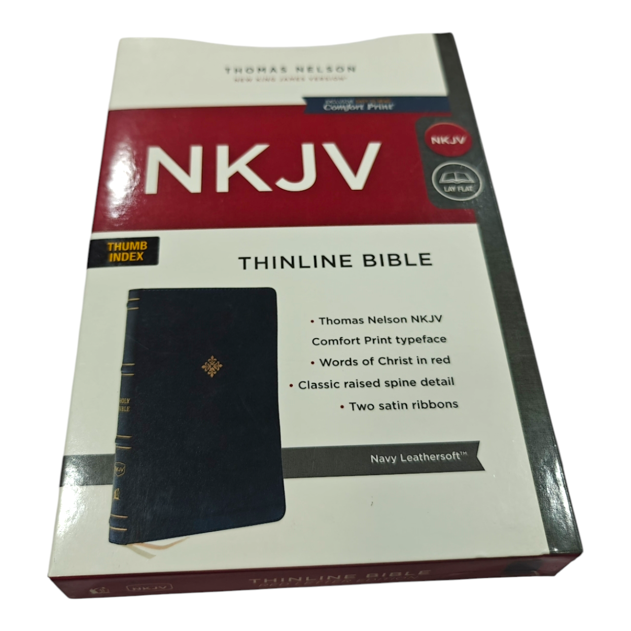 NKJV Thinline Bible – Black LeatherTouch, Red Letter Edition, Comfort Print, Ultra-Portable (0.7" Thick) – ISBN 9780785234425