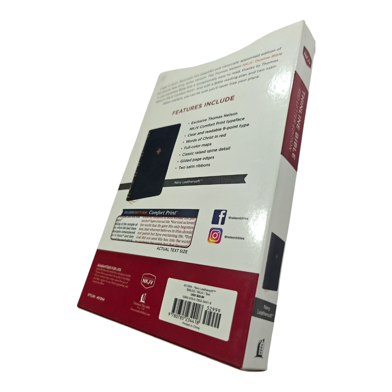 NKJV Thinline Bible, Burgundy Leathersoft – Slim, Portable, and Perfect for Everyday Carry (ISBN 9780785234418)