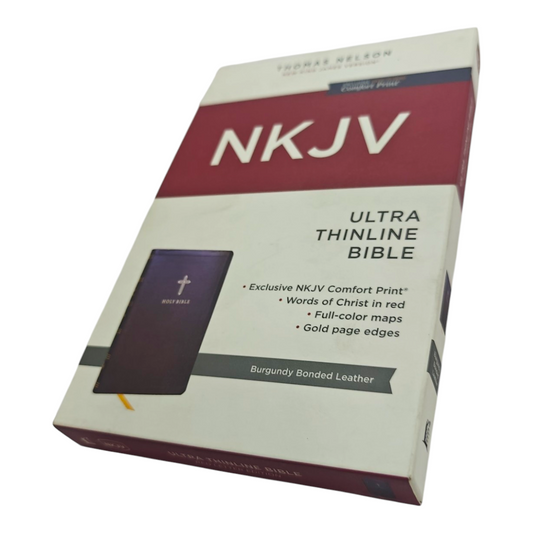 NKJV Ultra Thinline Bible – Black LeatherTouch, Red Letter Edition, Slimmest Design for Maximum Portability – ISBN 9781400338436