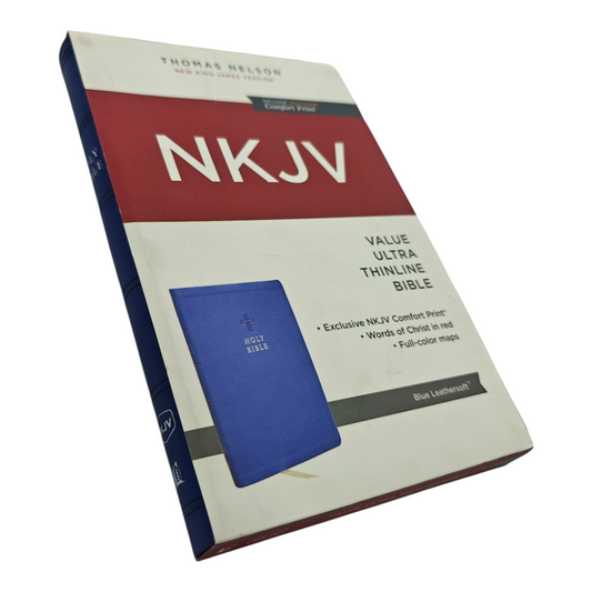 NKJV Value Ultra Thinline Bible – Black LeatherTouch, Red Letter Edition, Compact & Lightweight for Easy Travel – ISBN 9781400338399