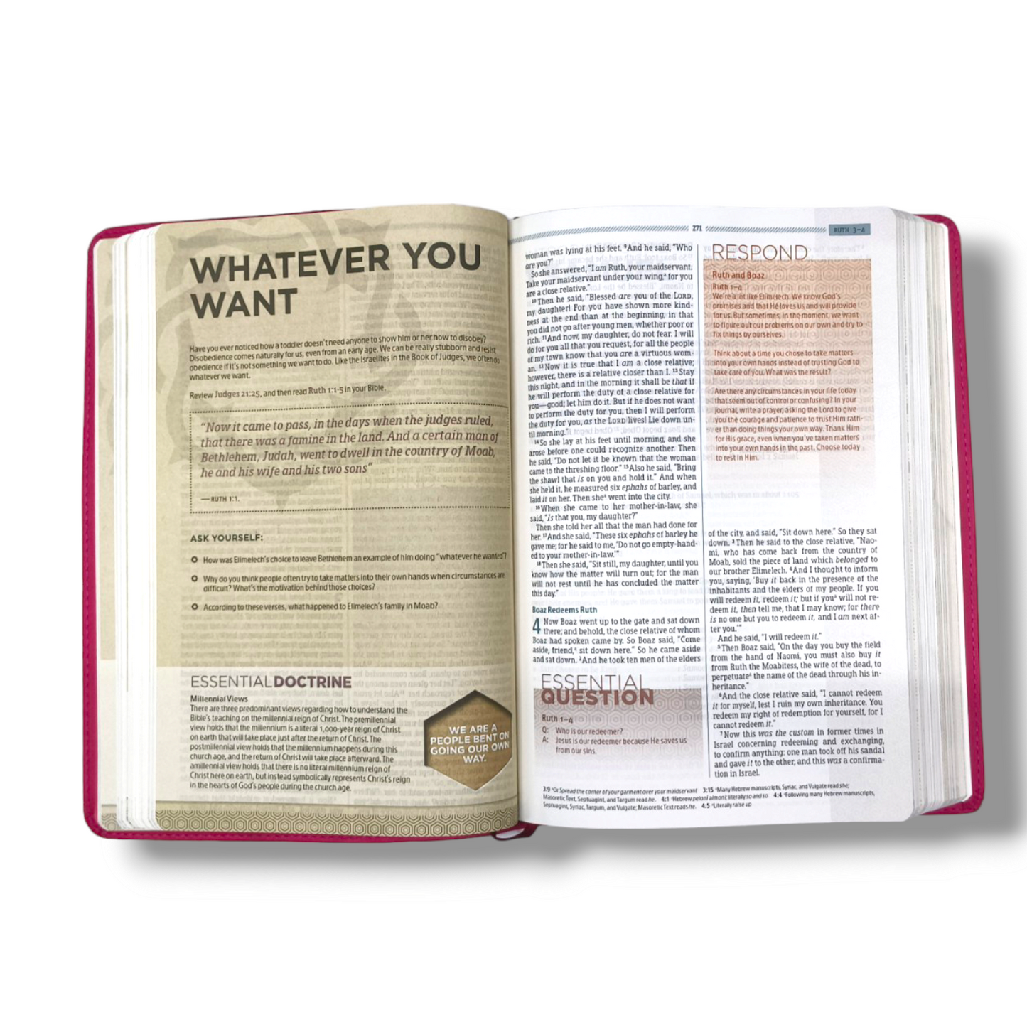 NKJV Essential Teen Study Bible | Walnut Leather Touch by | Attractive Pink Design Hardcover with Lavender Italian Duo-Tone | New Edition