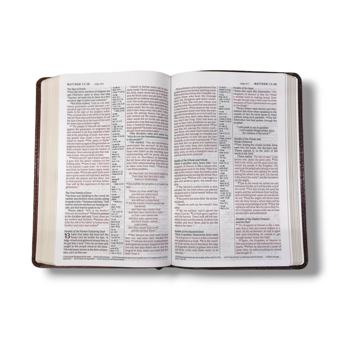 NLT Slimline Center Column | Reference Bible | Brown Leather Attractive Design Edition | Large Print | With Red Letter Edition | New Edition