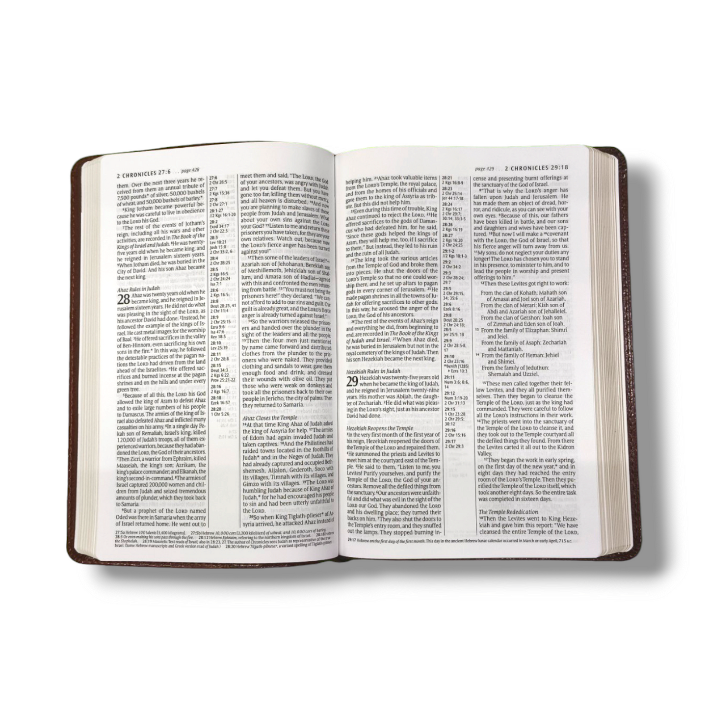NLT Slimline Center Column | Reference Bible | Brown Leather Attractive Design Edition | Large Print | With Red Letter Edition | New Edition