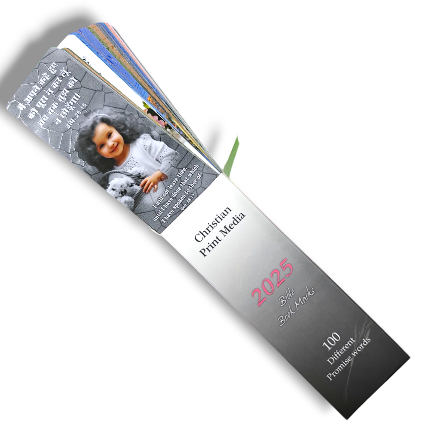 2025 Book Mark's | In Hindi & English Bible Verses | On Side Promise & Back Side Calendar | 100 Deferent Pic | UV Printed