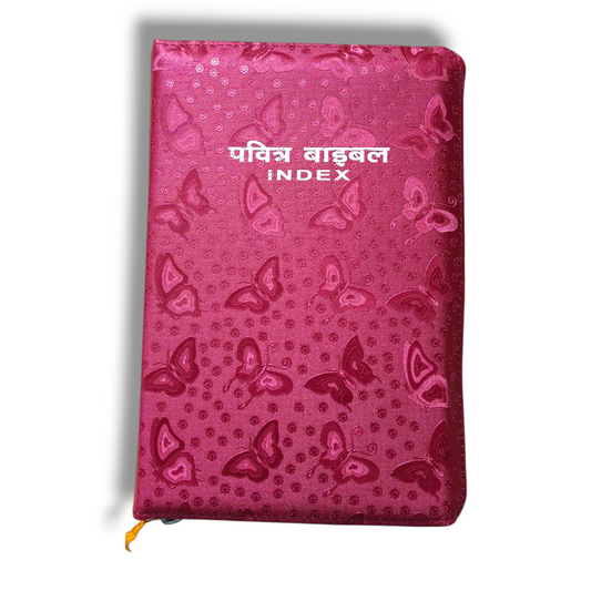 Index Hindi Bible | With Thumb Index Bible | Golden Edge | Medium Size | With Zip | Attractive Design Ruby Color