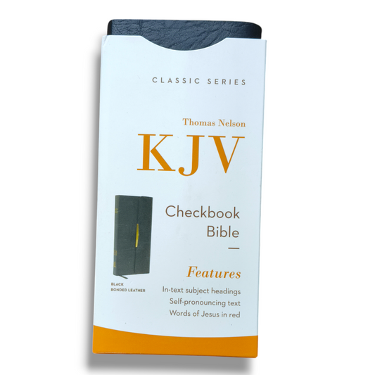 KJV Check Book Bible | Black Bonded Flap Leather Edition | Classic Series Edition | Self-Pronouncing Text | Red Letter Bible | New Edition