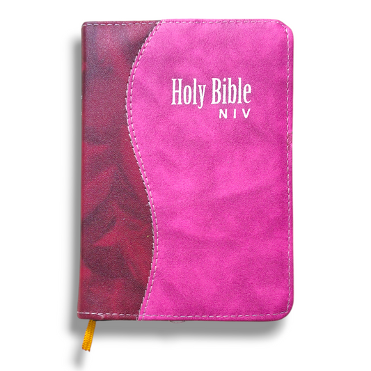 NIV Compact Edition Bible | Thumb Index Bible | With Maroon & Pink Attractive Design Bound |  New Edition Bible Duo-Tone