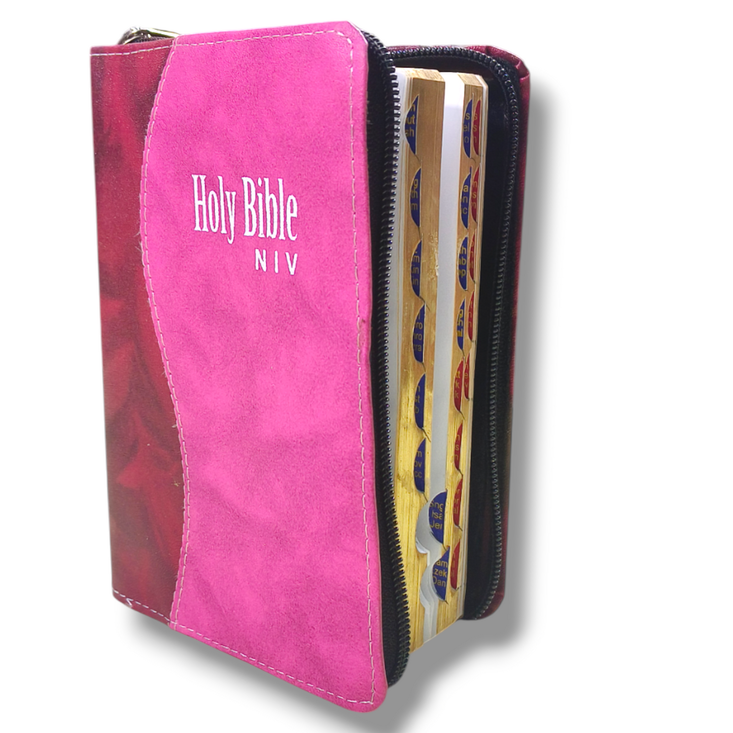 NIV Compact Edition Bible | Thumb Index Bible | With Maroon & Pink Attractive Design Bound |  New Edition Bible Duo-Tone