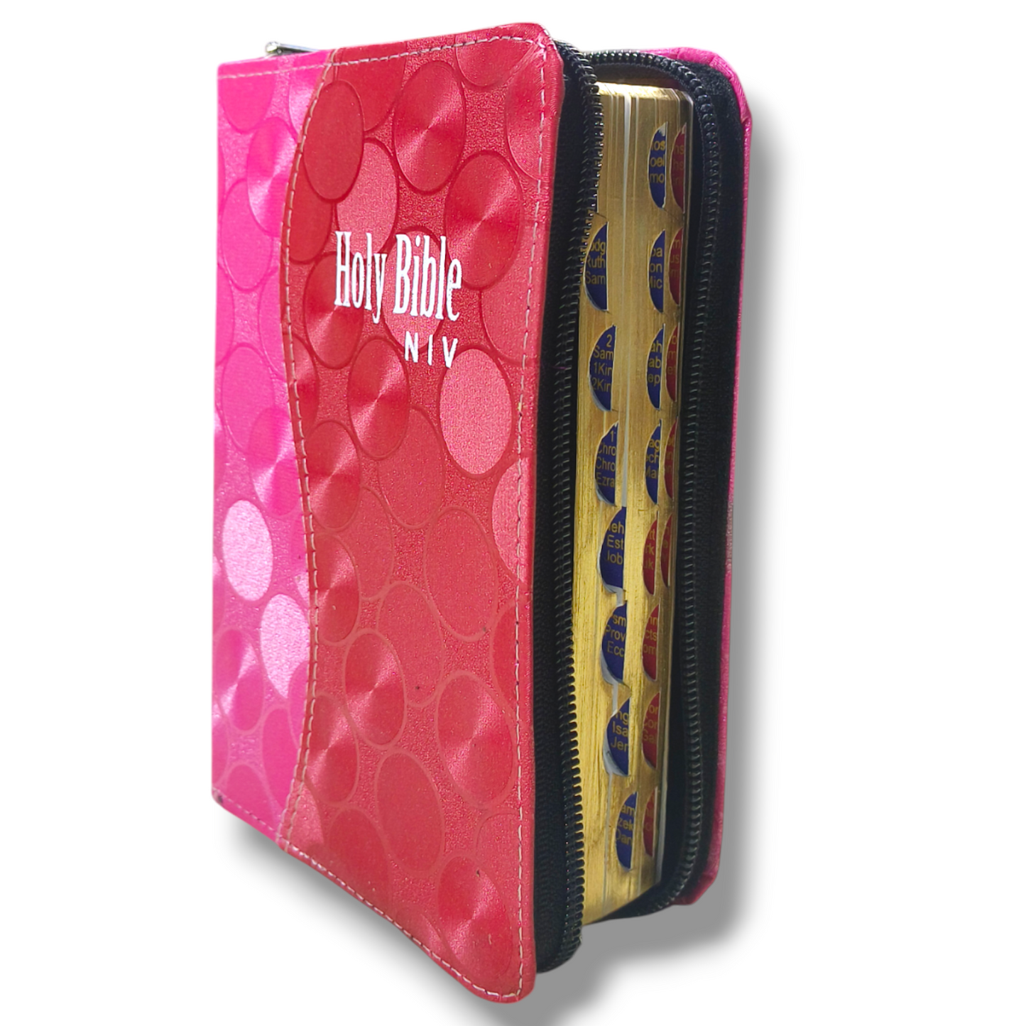 NIV Compact Edition Bible | Thumb Index Bible | With Pink & Red Attractive Design Bound |  New Edition Bible Duo-Tone