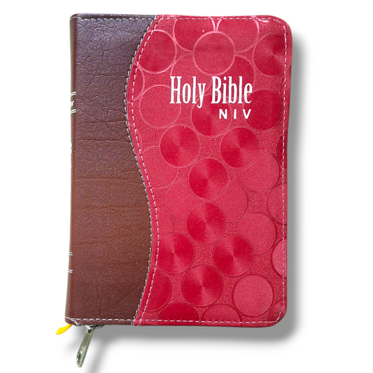 NIV Compact Edition Bible | Thumb Index Bible | With Brown & Red Attractive Design Bound |  New Edition Bible Duo-Tone