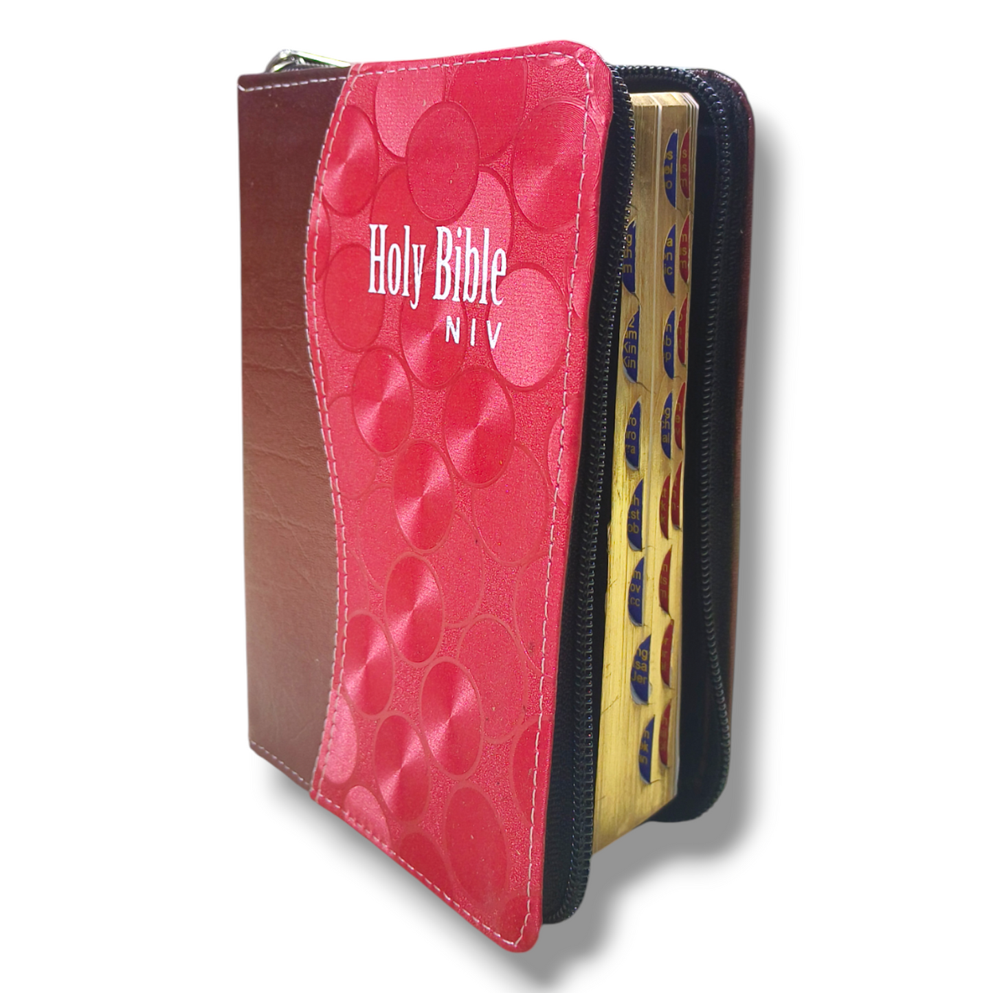 NIV Compact Edition Bible | Thumb Index Bible | With Brown & Red Attractive Design Bound |  New Edition Bible Duo-Tone