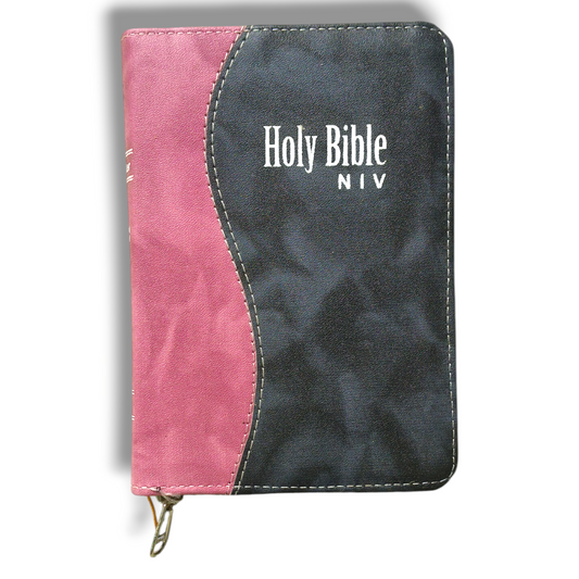 NIV Compact Edition Bible | Thumb Index Bible | With gray & Pink Attractive Design Bound |  New Edition Bible Duo-Tone