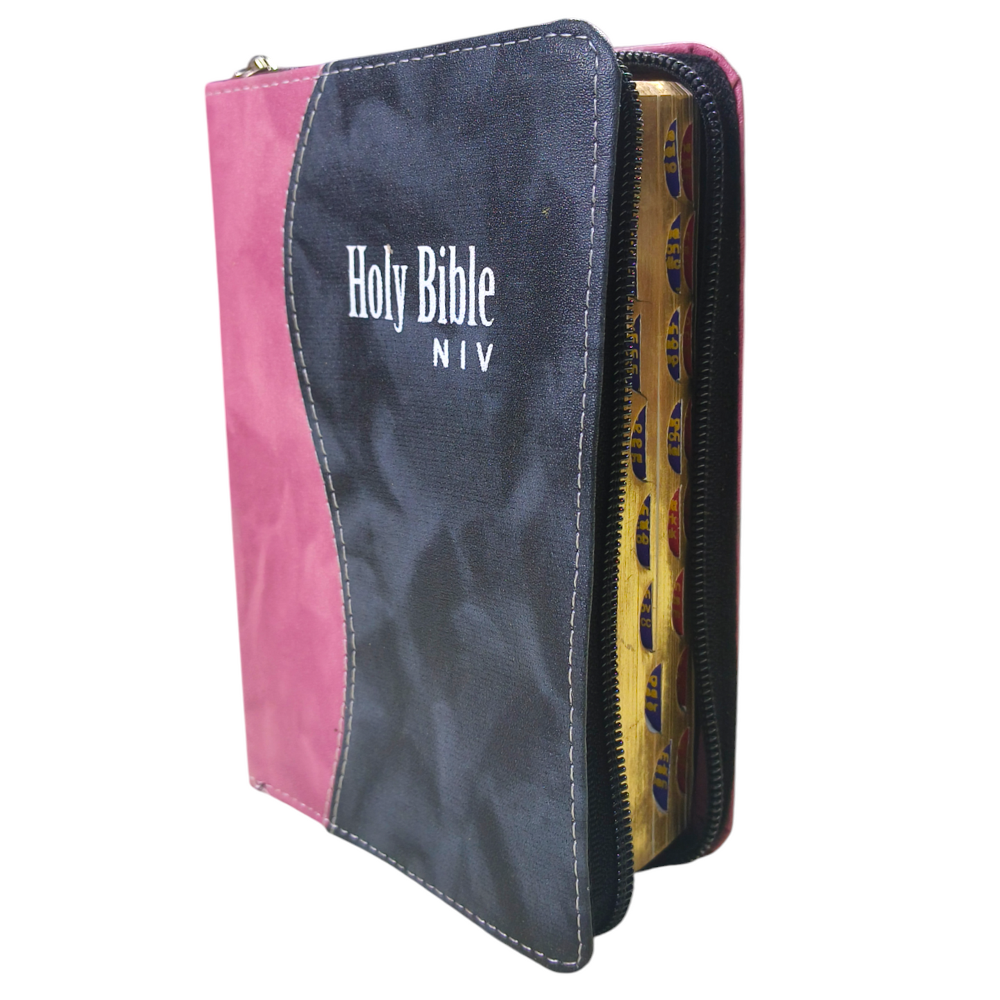 NIV Compact Edition Bible | Thumb Index Bible | With gray & Pink Attractive Design Bound |  New Edition Bible Duo-Tone