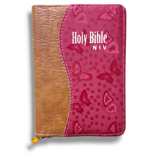NIV Compact Edition Bible | Thumb Index Bible | With Light Brown & Red Attractive Design Bound |  New Edition Bible Duo-Tone | D