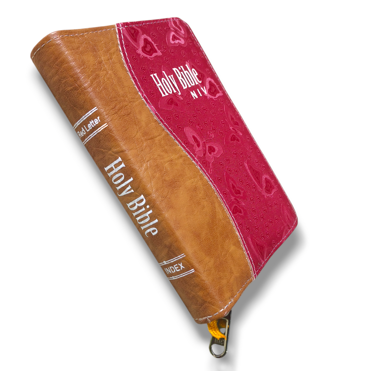 NIV Compact Edition Bible | Thumb Index Bible | With Light Brown & Red Attractive Design Bound |  New Edition Bible Duo-Tone | D