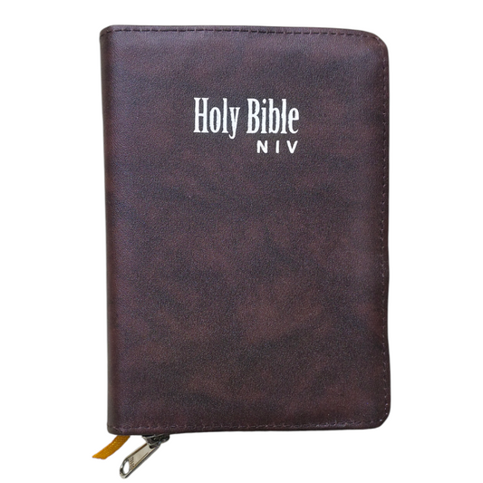 NIV Compact Edition Bible | Thumb Index Bible | With Dark Brown Attractive Design Bound |  New Edition Bible Duo-Tone