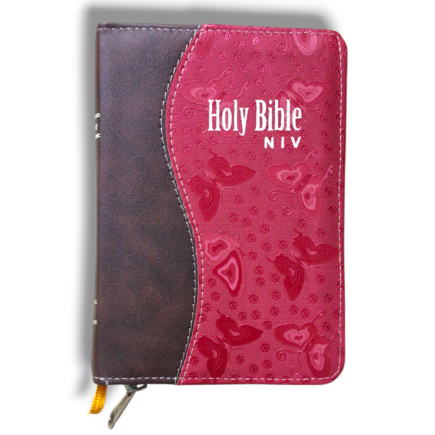 NIV Compact Edition Bible | Thumb Index Bible | With Light Brown & Red Attractive Design Bound |  New Edition Bible Duo-Tone | D