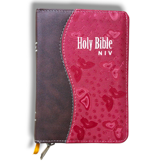 NIV Compact Edition Bible | Thumb Index Bible | With Light Brown & Red Attractive Design Bound |  New Edition Bible Duo-Tone | D