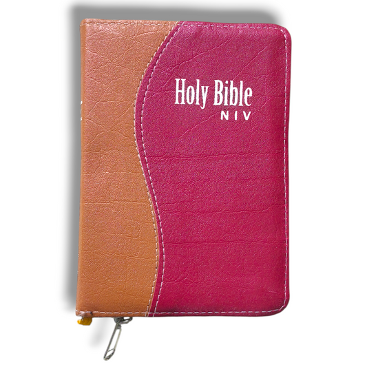 NIV Compact Edition Bible | Thumb Index Bible | With Light Brown & Red Attractive Design Bound |  New Edition Bible Duo-Tone | D7