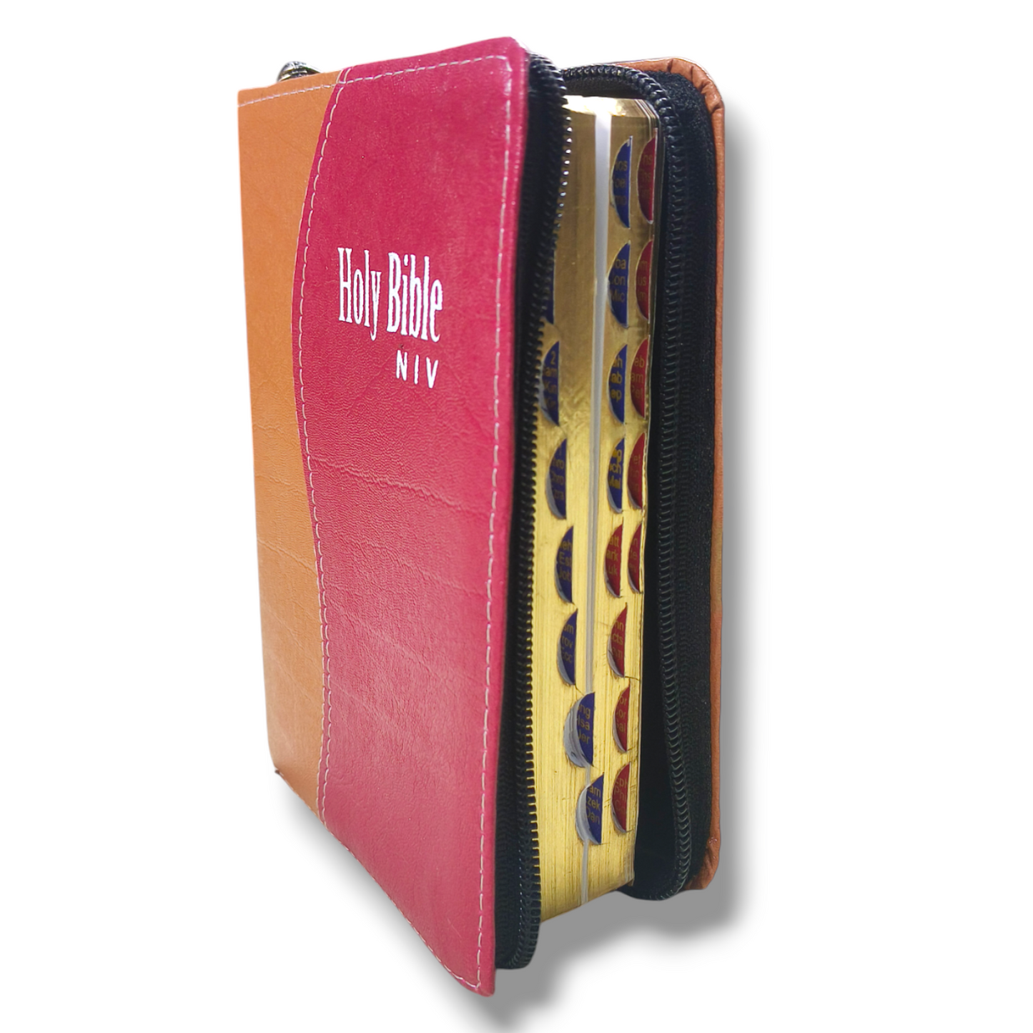 NIV Compact Edition Bible | Thumb Index Bible | With Light Brown & Red Attractive Design Bound |  New Edition Bible Duo-Tone | D7