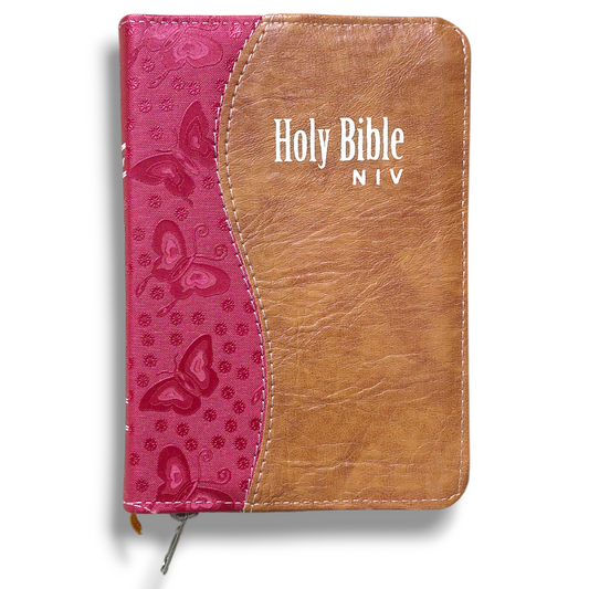 NIV Compact Edition Bible | Thumb Index Bible | With Light Brown & Red Attractive Design Bound |  New Edition Bible Duo-Tone | D