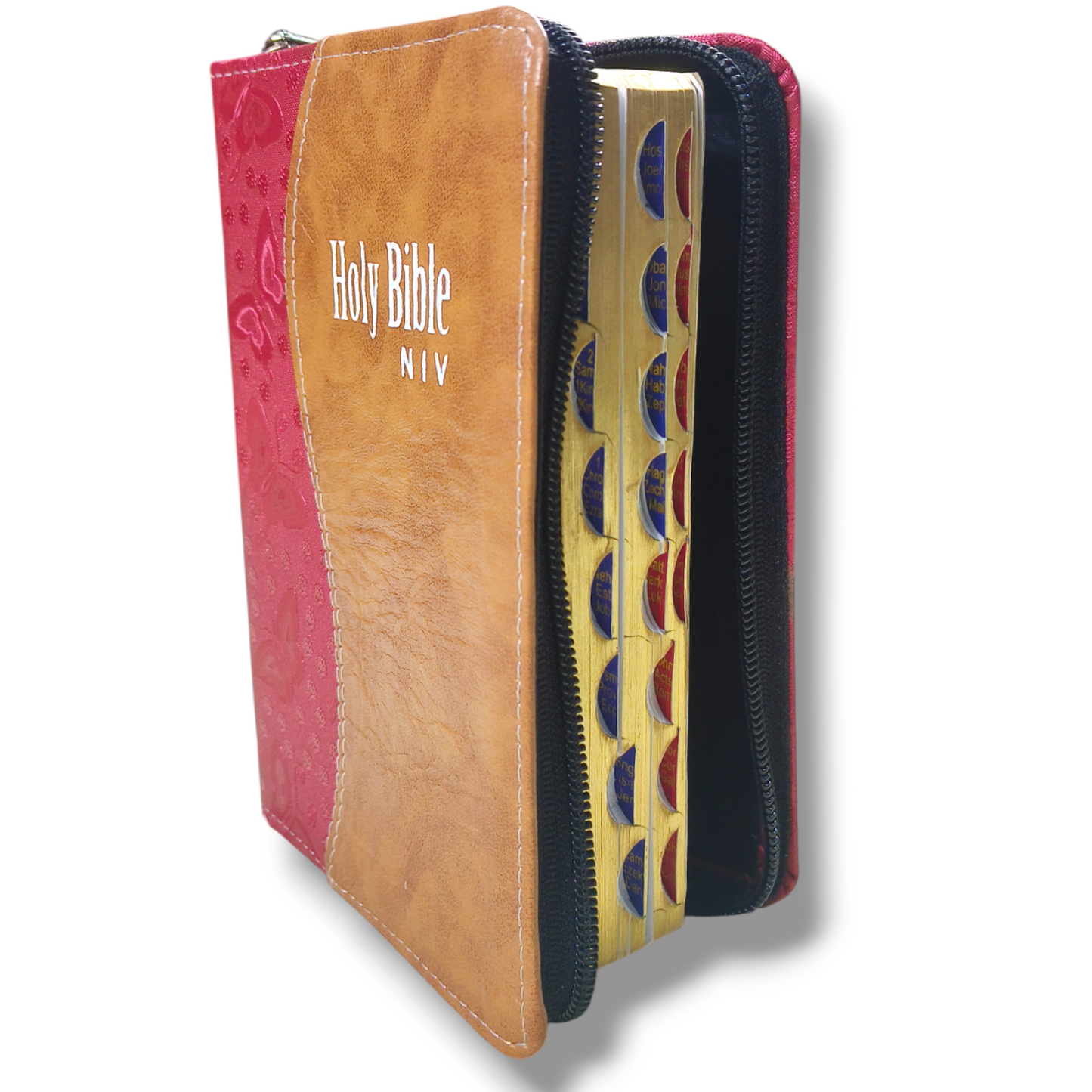 NIV Compact Edition Bible | Thumb Index Bible | With Light Brown & Red Attractive Design Bound |  New Edition Bible Duo-Tone | D