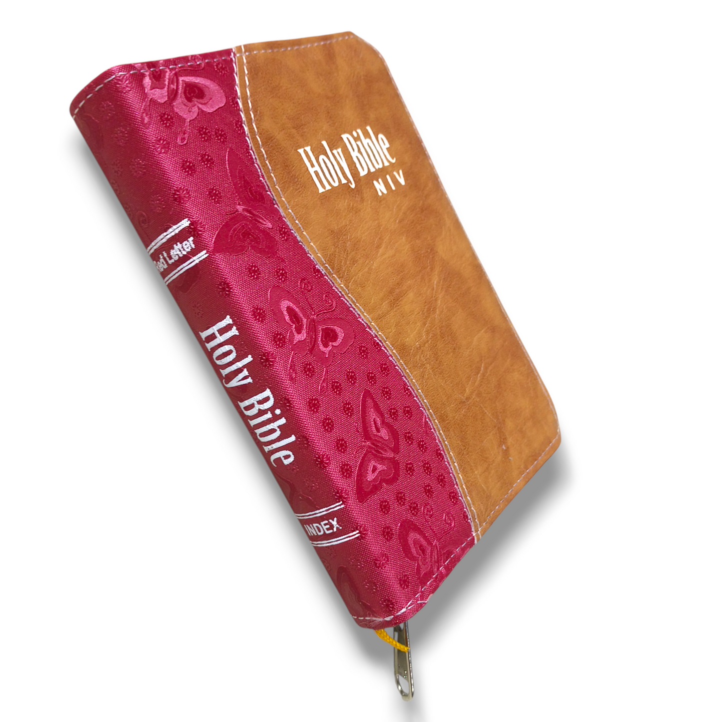 NIV Compact Edition Bible | Thumb Index Bible | With Light Brown & Red Attractive Design Bound |  New Edition Bible Duo-Tone | D