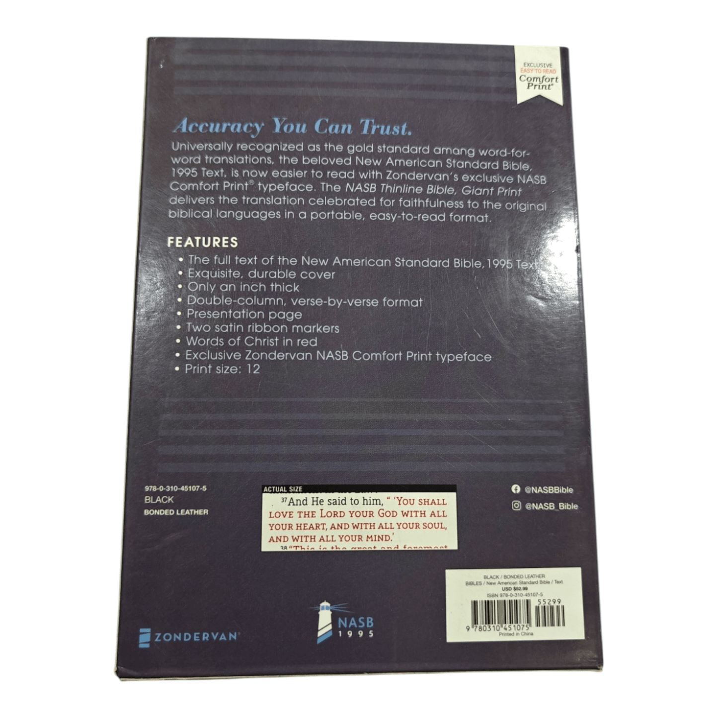 NASB Thinline Bible, Classic Series, Hardcover: Standard Bible, Black Letter, Ribbon Marker, Easy-to-Read Type (2020 Text)