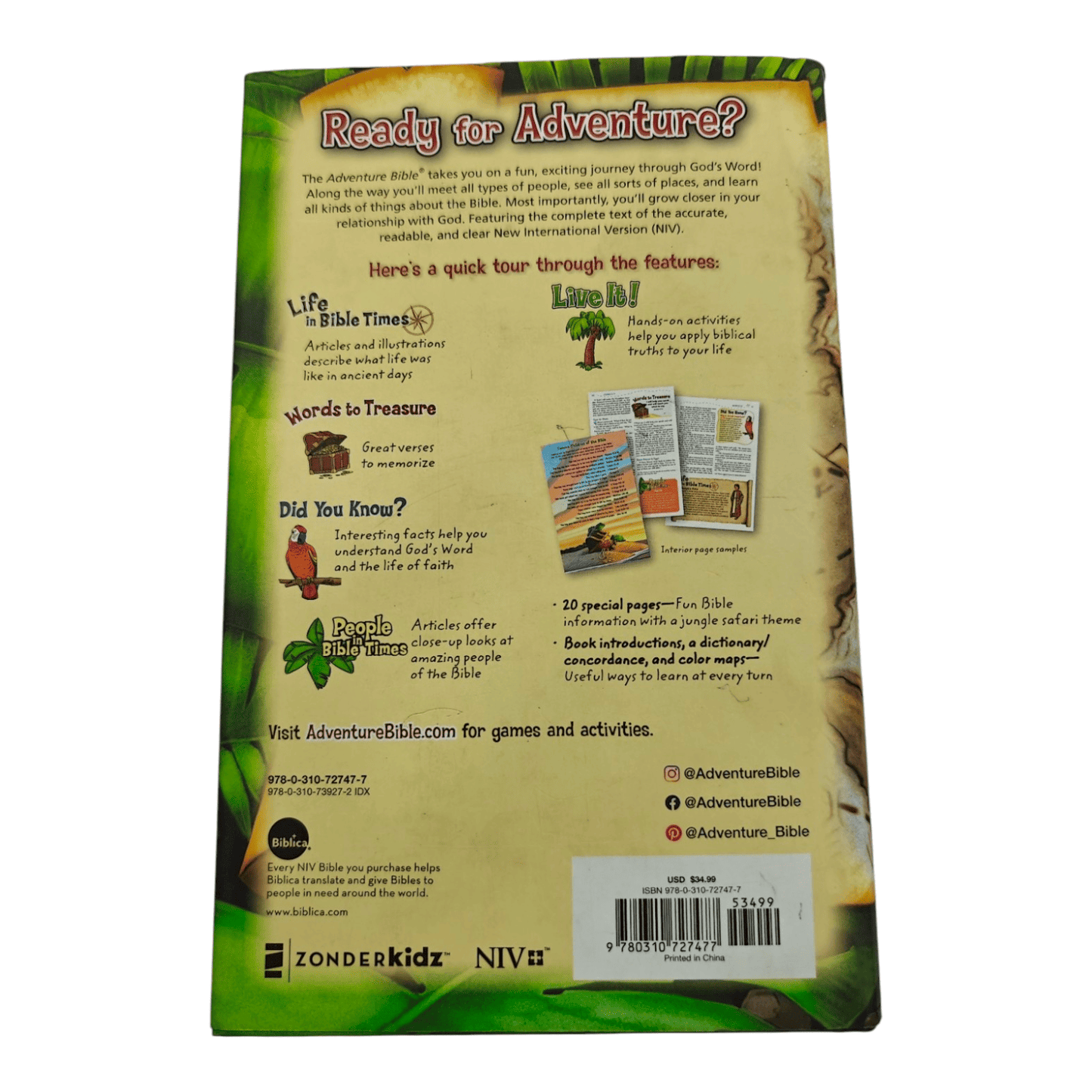 NIV Adventure Bible, Hardcover, Full Color: The #1 Bible for Kids, Explore the Bible with Fun Facts & Life Application