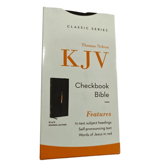 KJV Checkbook Bible, Black Leatherflex, King James Version - Compact Gospel Edition for Evangelism -