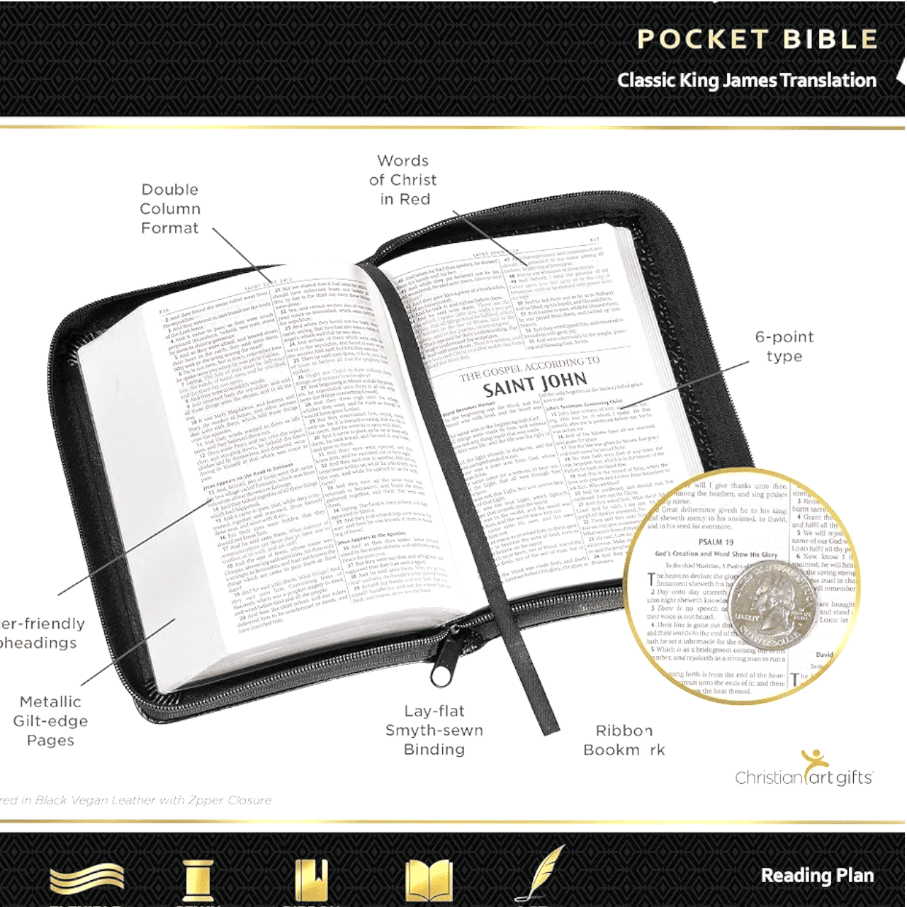 KJV Pocket Bible, Compact Size, Black Flexible Cover - Ultra-Portable King James Version for Travel - 9781432100025