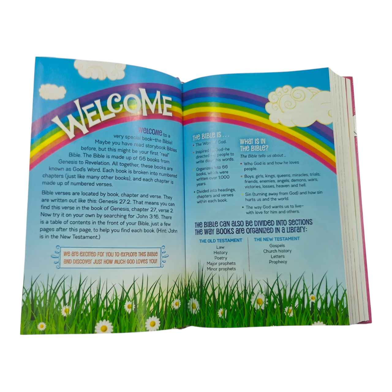 NIV, God's Rainbow Holy Bible, Hardcover, Comfort Print, Vibrant Glitter & Foil Kids Bible (Zonderkidz)