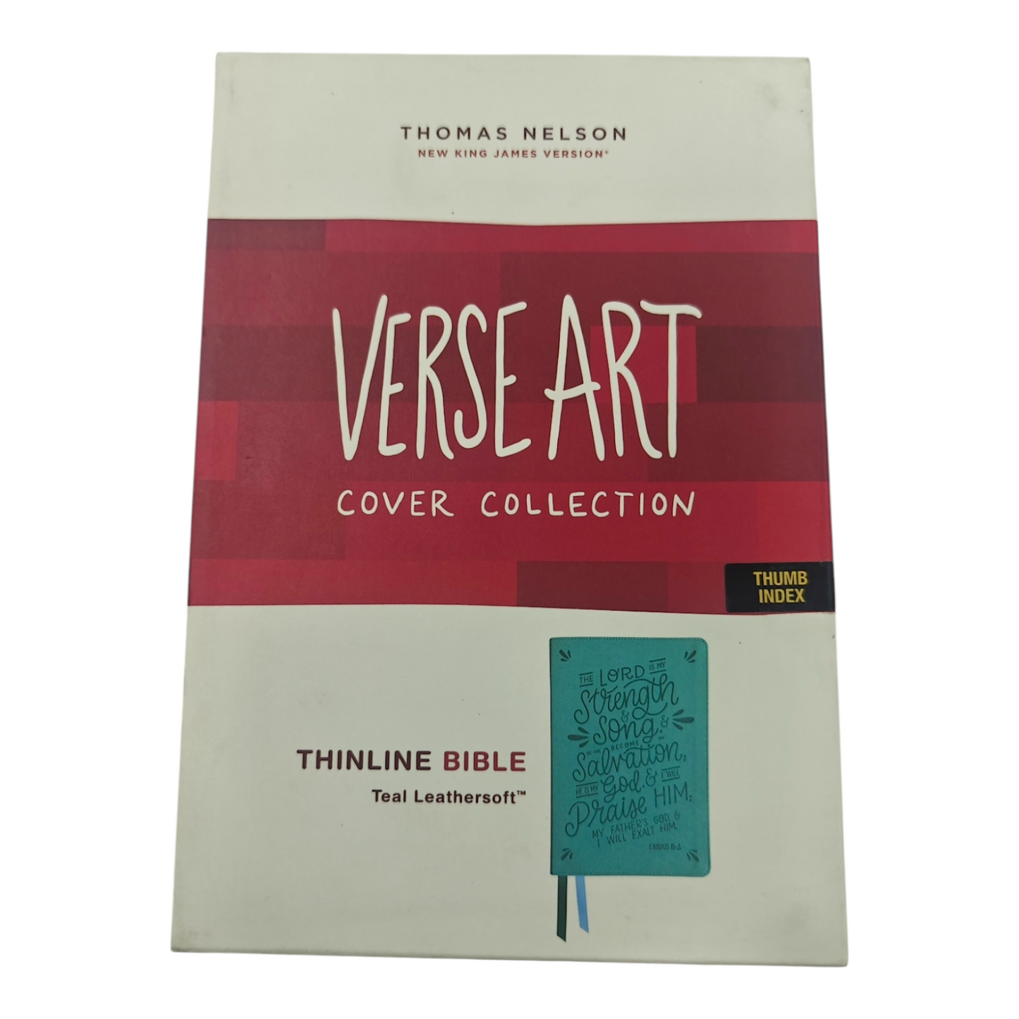 NKJV Thinline Bible Verse Art Cover Collection Genuine Leather Brown Thumb Indexed Red Letter Comfort Print