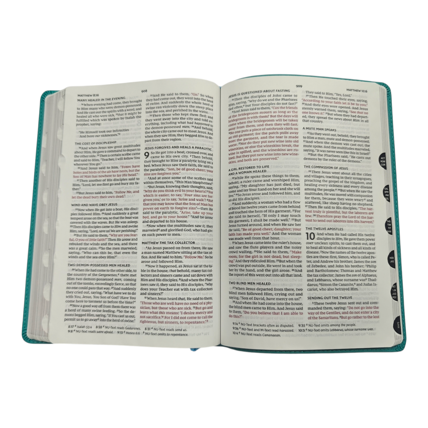 NKJV Thinline Bible Verse Art Cover Collection Genuine Leather Brown Thumb Indexed Red Letter Comfort Print