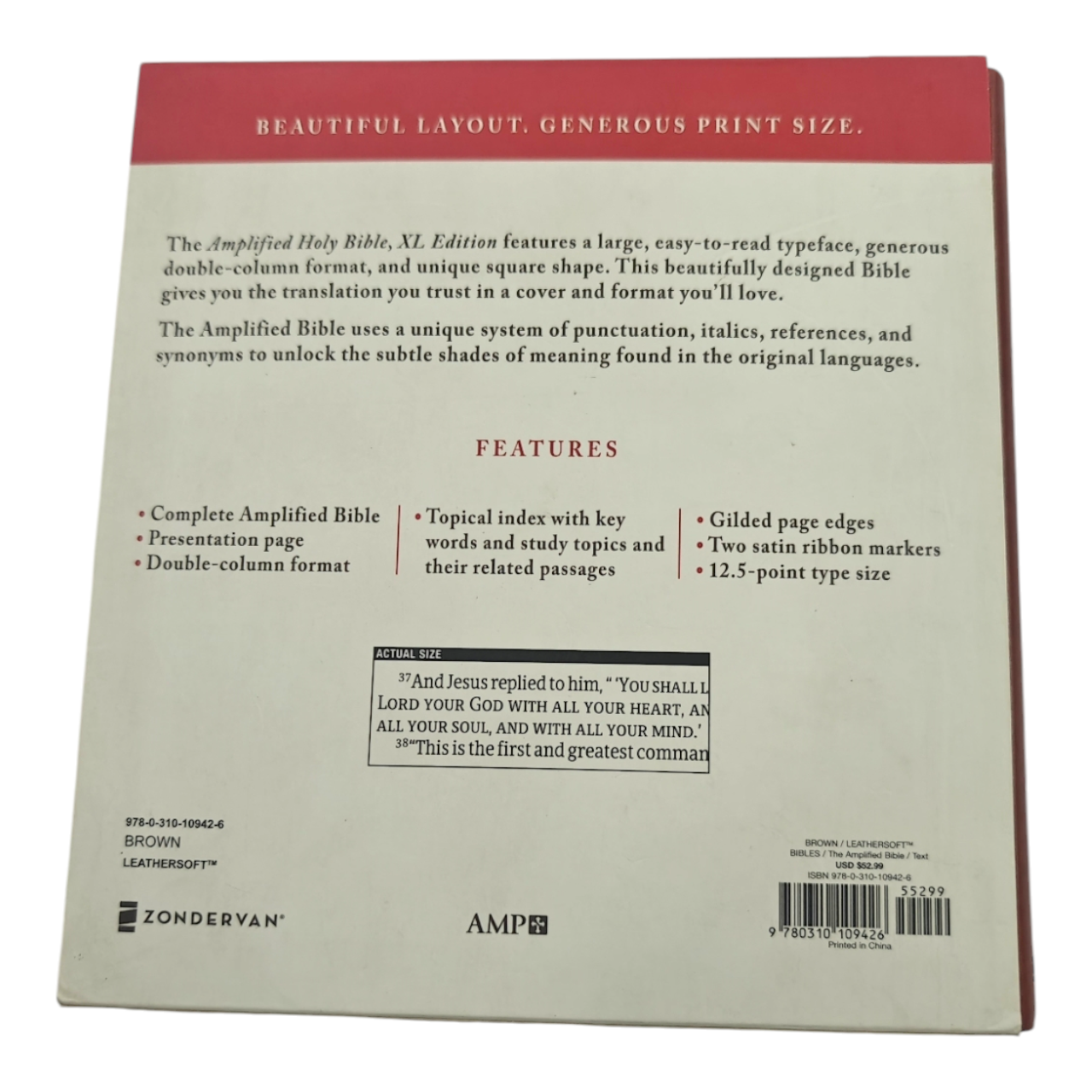 Amplified Holy Bible, XL Edition, Leathersoft, Brown