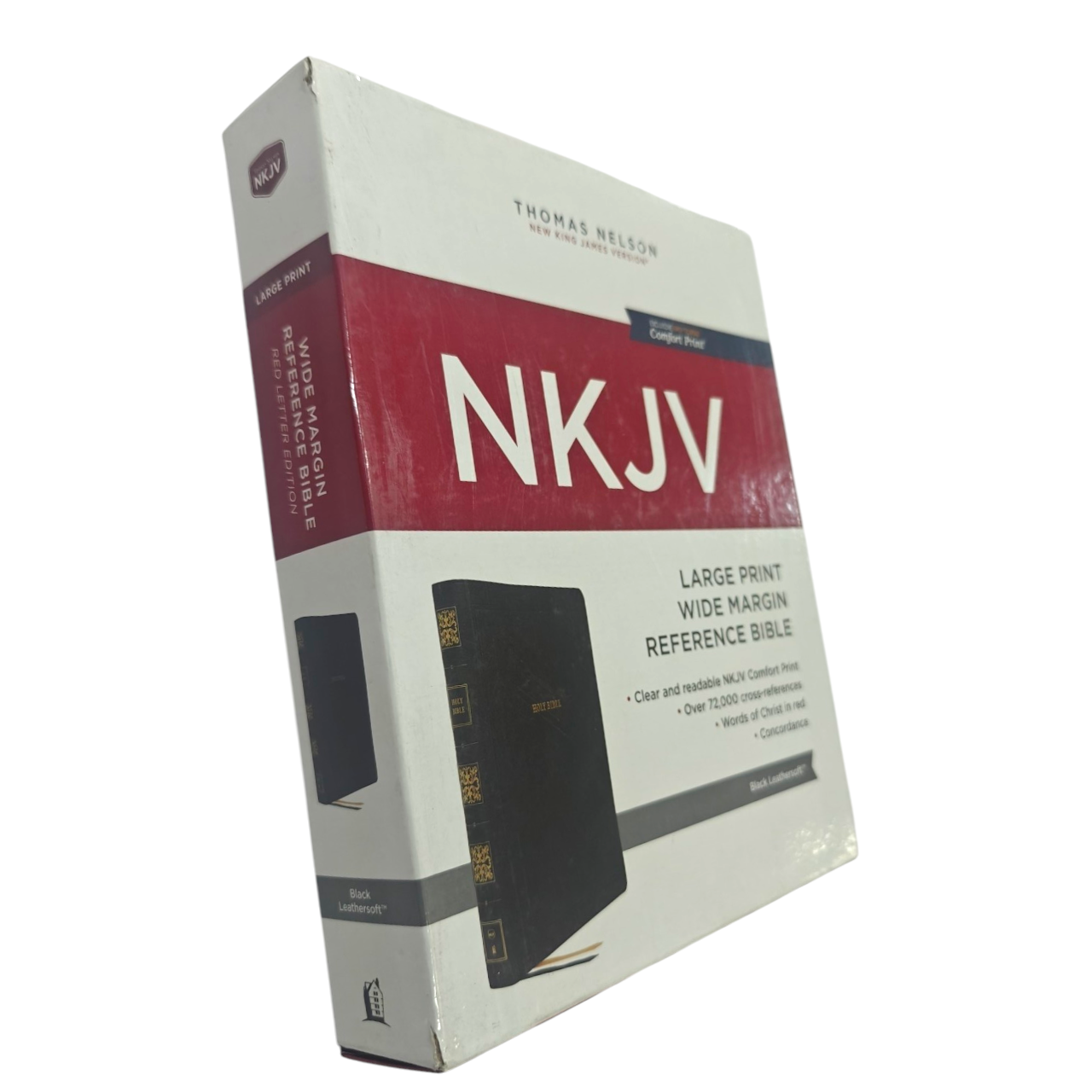 NKJV Wide Margin Reference Bible, Black Calf Split Leather, Red-letter