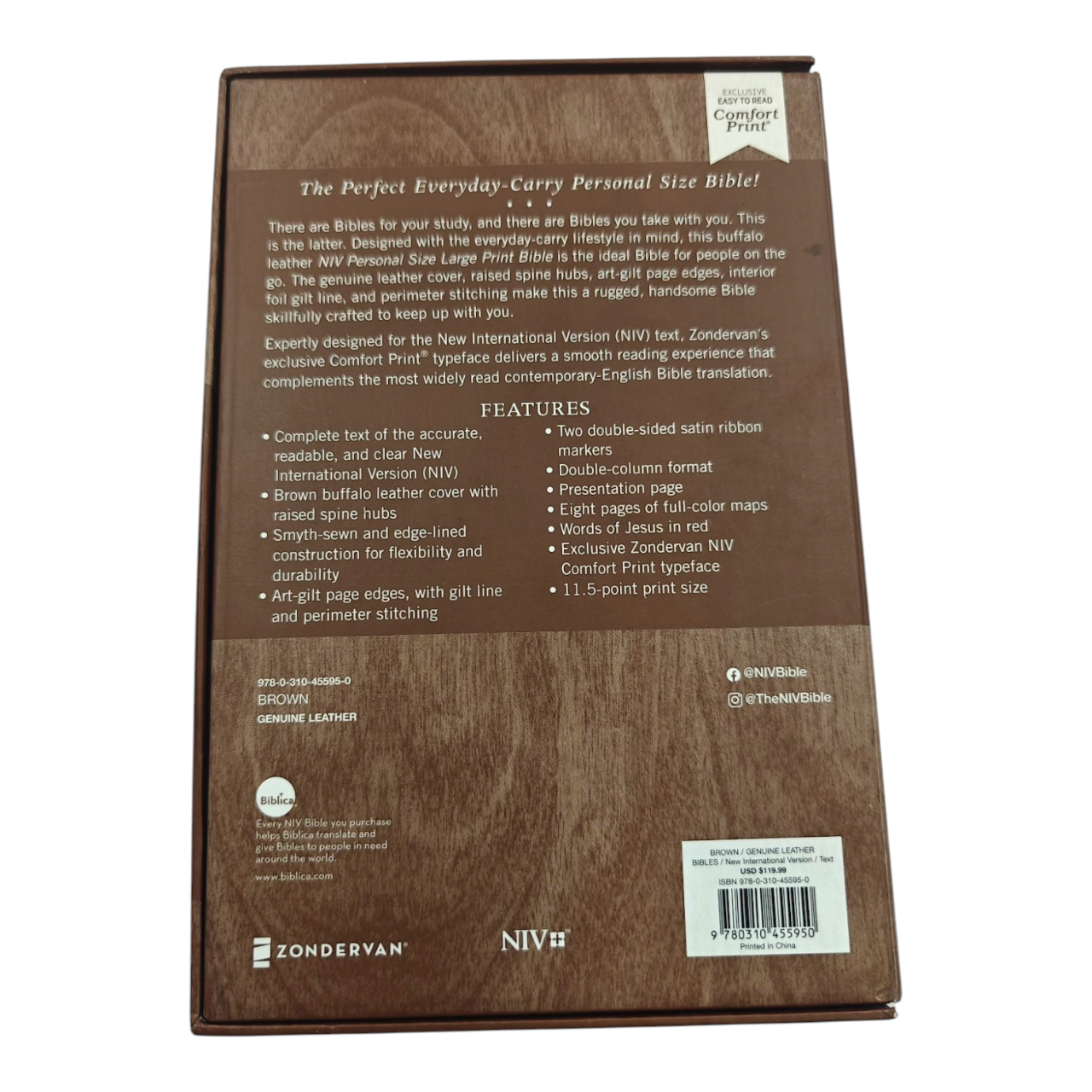 NIV Personal Size Bible, Large Print, Leathersoft, Red Letter, Comfort Print