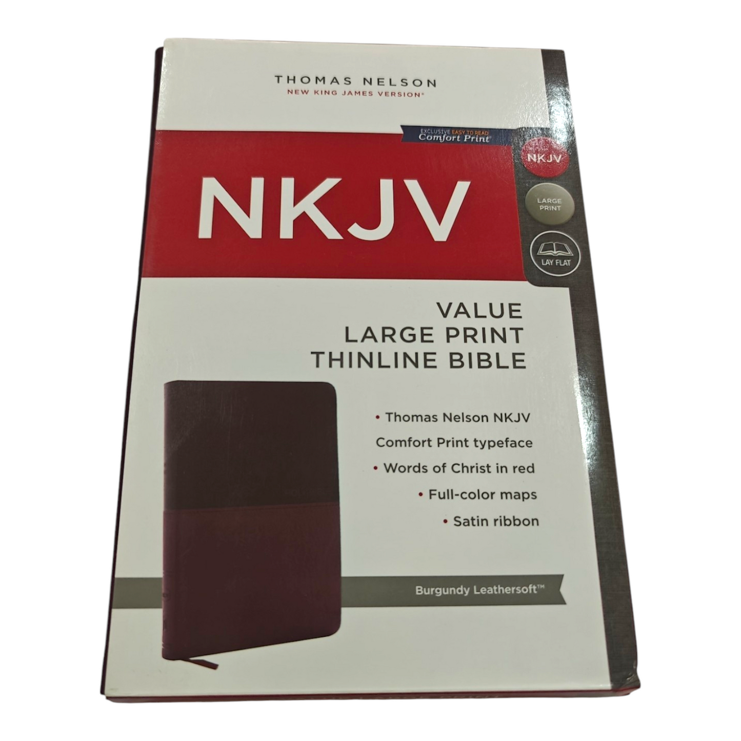 NKJV Value Thinline Bible Large Print Imitation Leather Burgundy Red Letter Edition