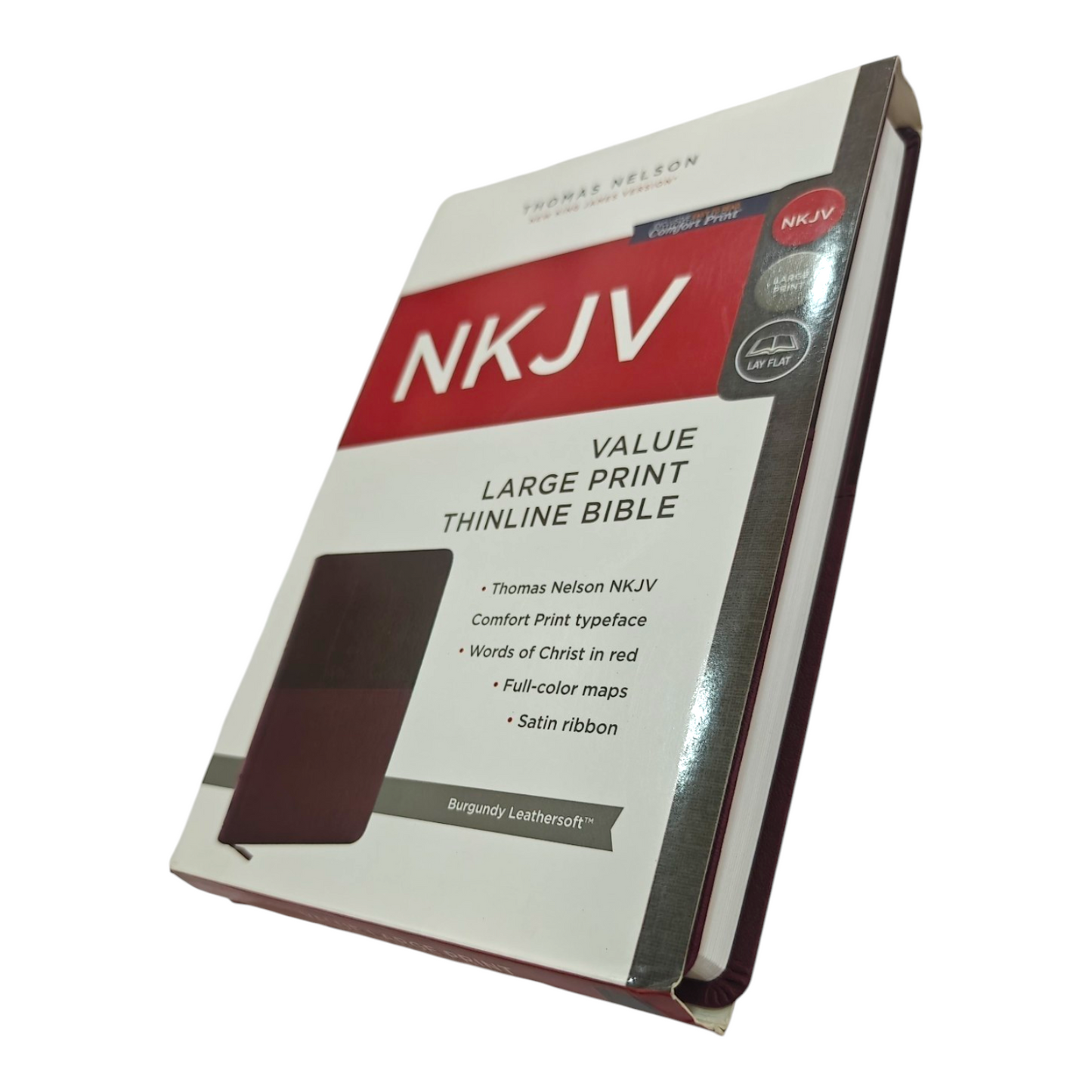 NKJV Value Thinline Bible Large Print Imitation Leather Burgundy Red Letter Edition